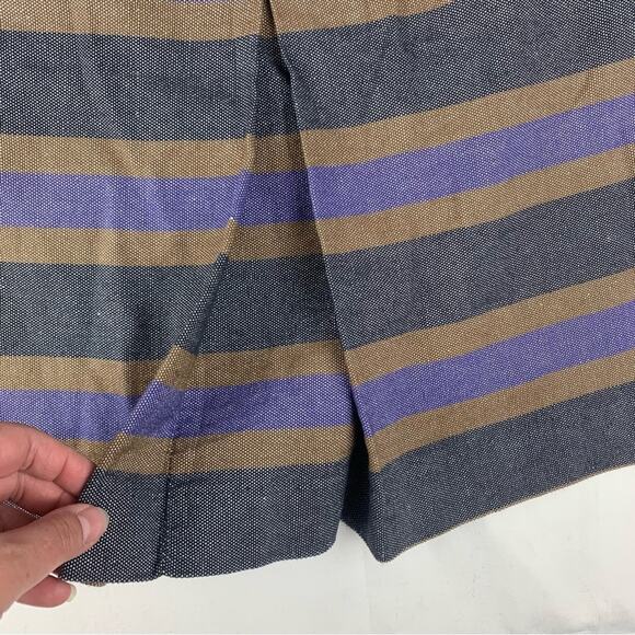 Boden womens size 14 Blue Brown stripe A-Line Skirt Casual Knee-Length linen ble - Picture 8 of 10